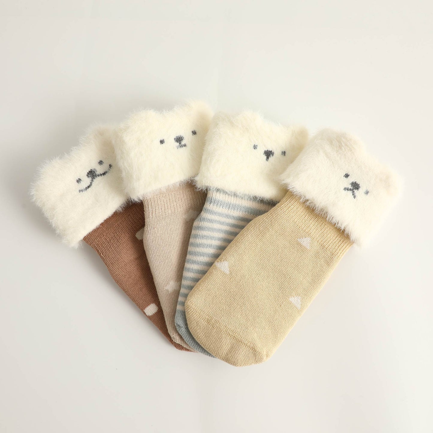 New- Cat Learns Shapes- Boy, Extra Warm- 4 Pairs of Stay-On Baby & Toddler Non-Slip Socks