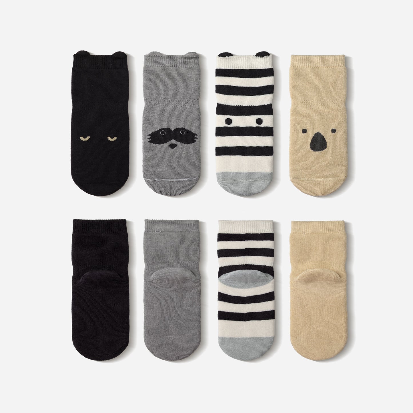新作 - 陸の生き物 III - 厚手 - ベビー&キッズ用 滑り止め付きソックス 4足セット