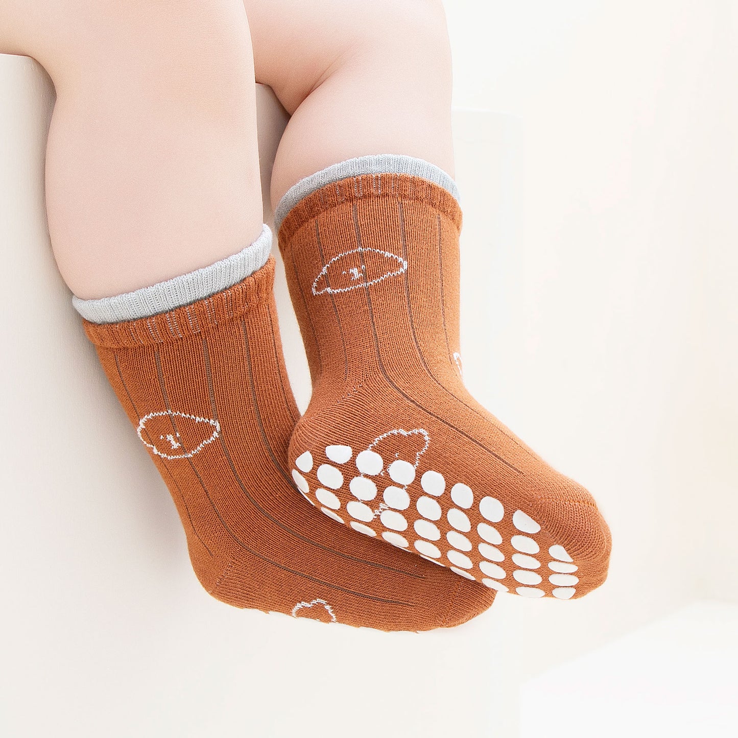 New- Who Am I  - 4 Pairs of Stay-On Baby & Toddler Non-Slip Socks