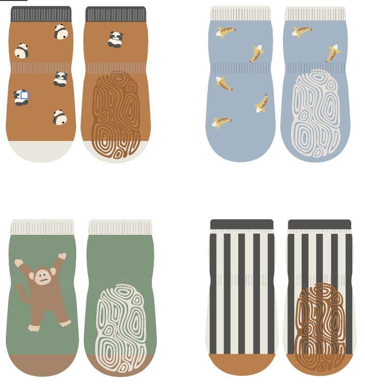 New- Koko & Bambu - 4 Pairs of Stay-On Baby & Toddler Non-Slip Socks