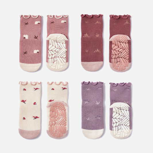 New- Little Wonder Things II- 4 Pairs of Stay-On Baby & Toddler Non-Slip Socks