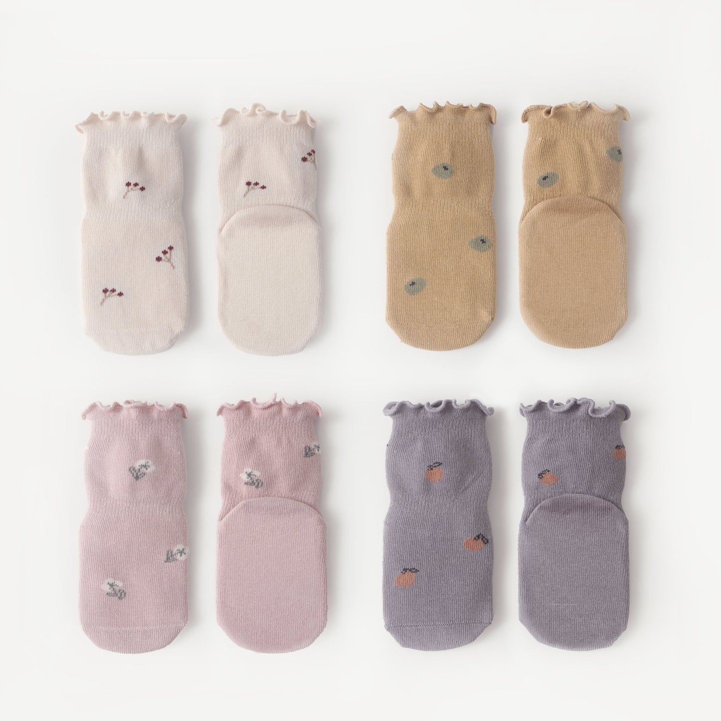 Little Wonder Things - 4 Pairs of Stay-On Baby & Toddler Socks (no grips)