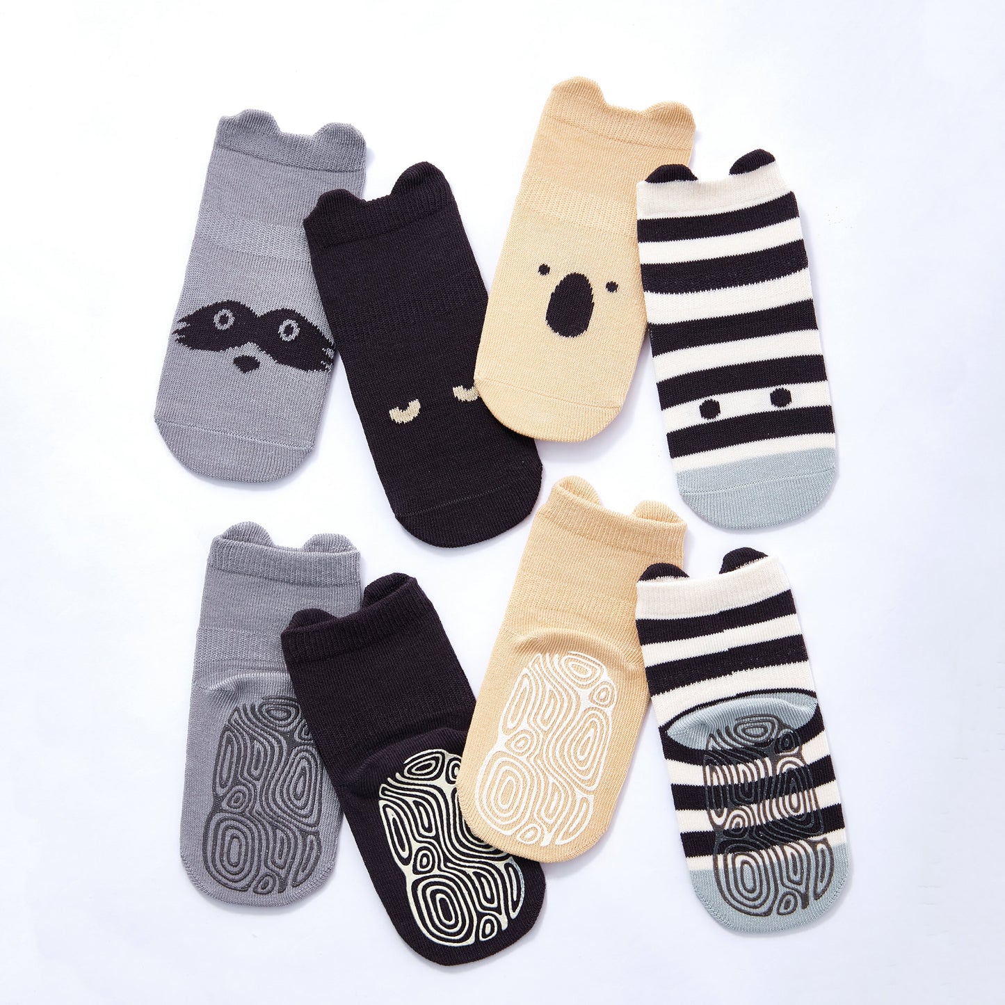 New- Into The Wild III- Organic- 4 Pairs of Stay-On Baby & Toddler Non-Slip Socks