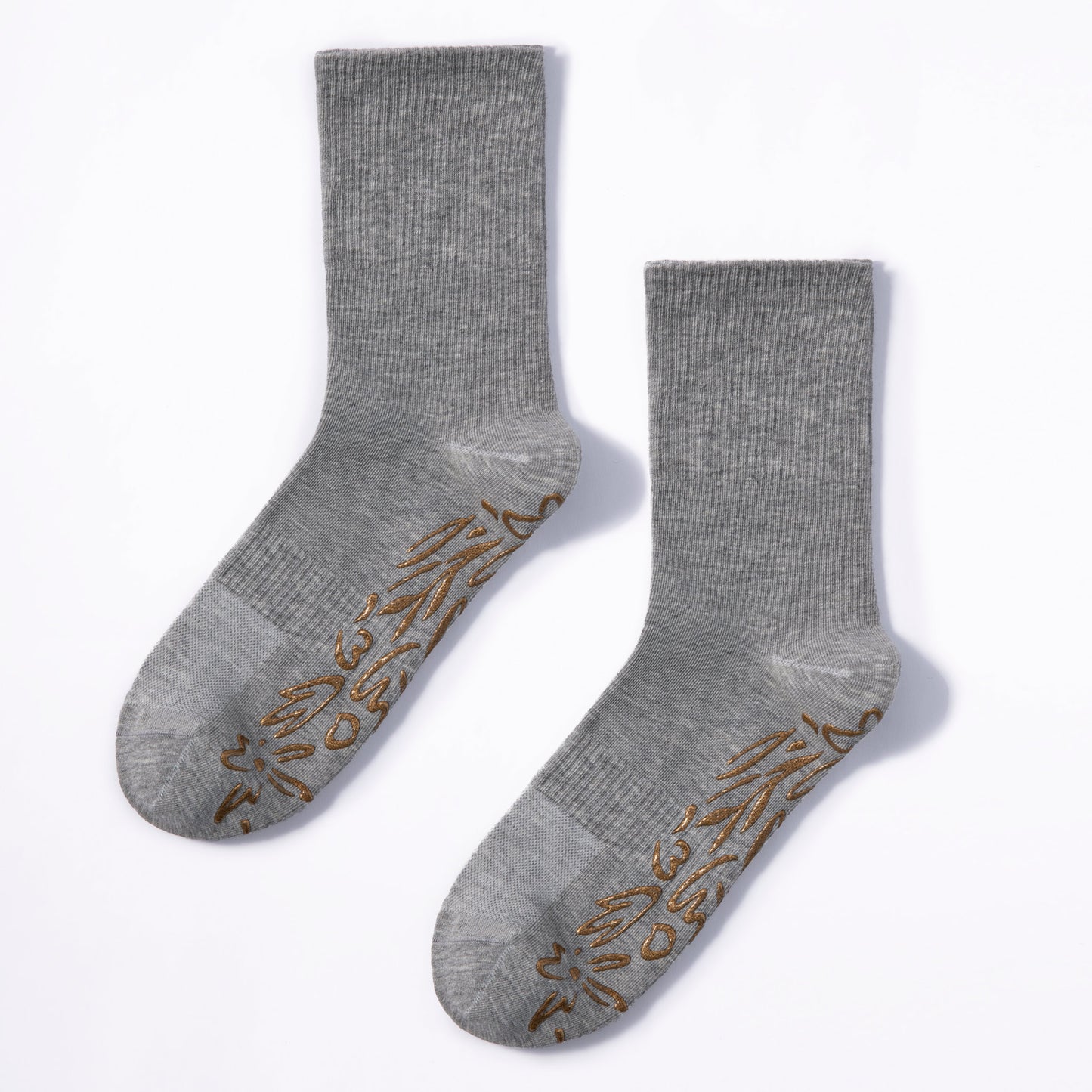 New- Adult Organic Cotton Non-Slip Socks- Grey- 2 Pairs