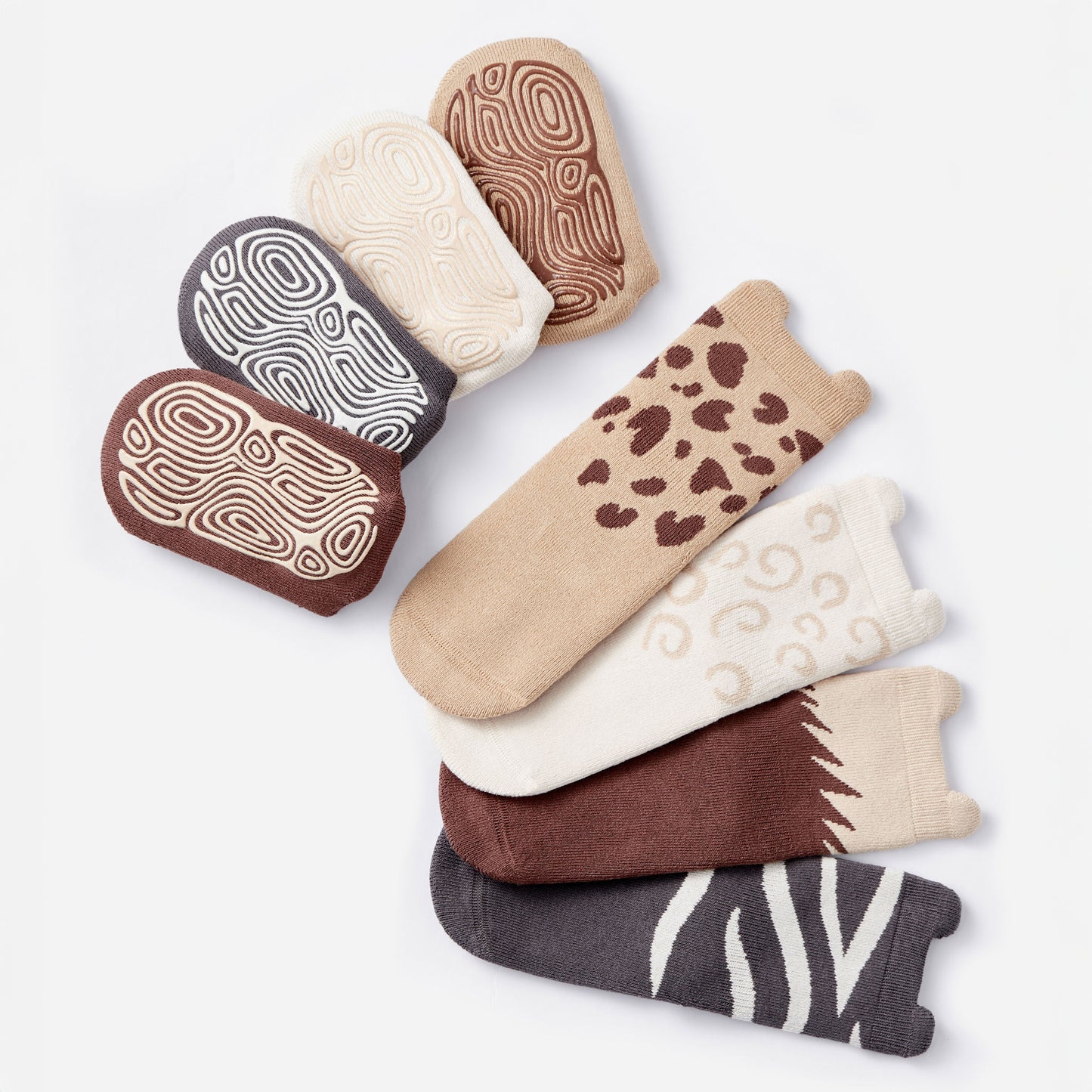 Who am I- Extra Warm- 4 Pairs of Stay-On Baby & Toddler Non-Slip Socks