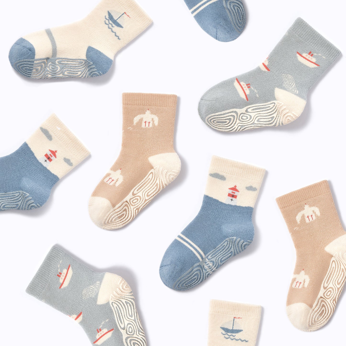 Little Captains - Extra Warm- 4 Pairs of Stay-On Baby & Toddler Non-Slip Socks