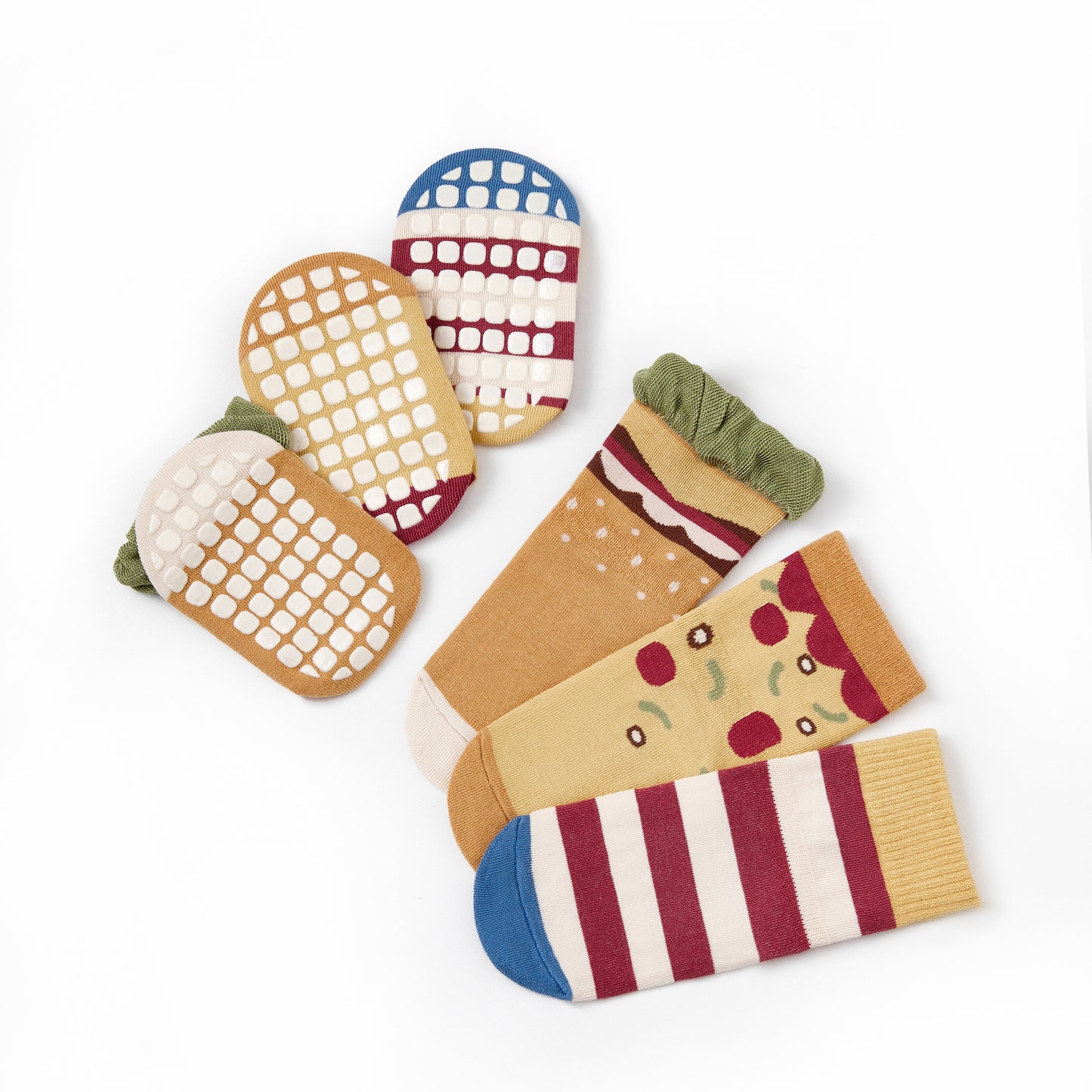 New- Hamburger - 3 Pairs of Stay-On Baby & Toddler Non-Slip Socks