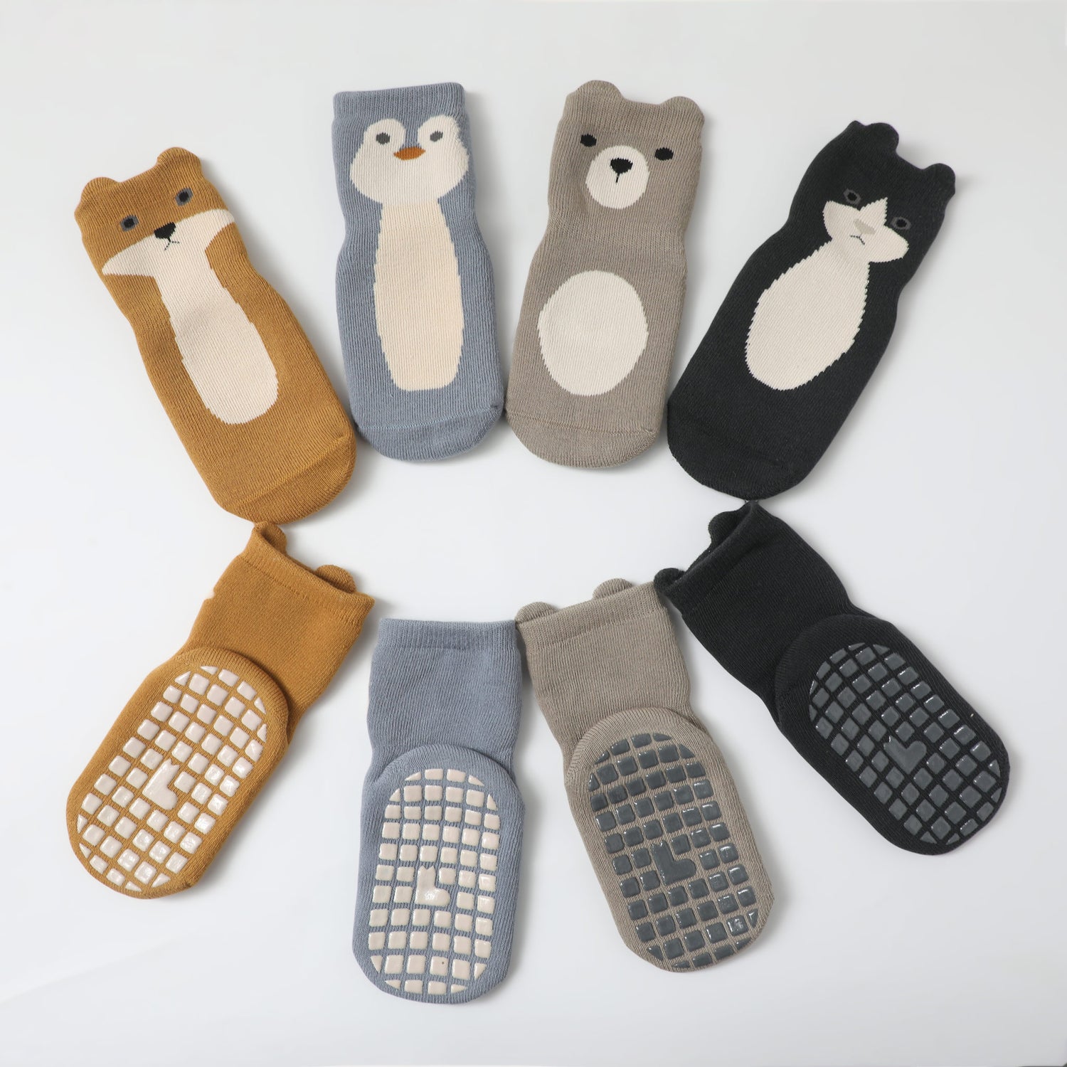 Stay-on baby and toddler non-slip socks in vibrant colors