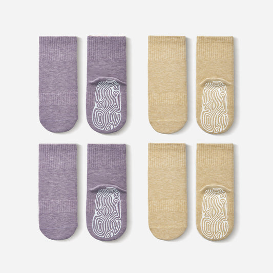 Neu – Socken aus Bio-Baumwolle – Lavendel und Zitrone – 4 Paar rutschfeste Socken für Babys und Kleinkinder 