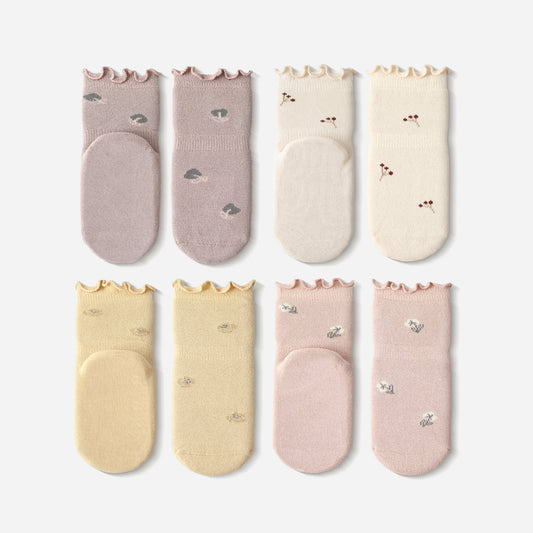 Little Wonder Things - Extra Warm- 4 Pairs of Stay-On Baby & Toddler Socks (no grips)