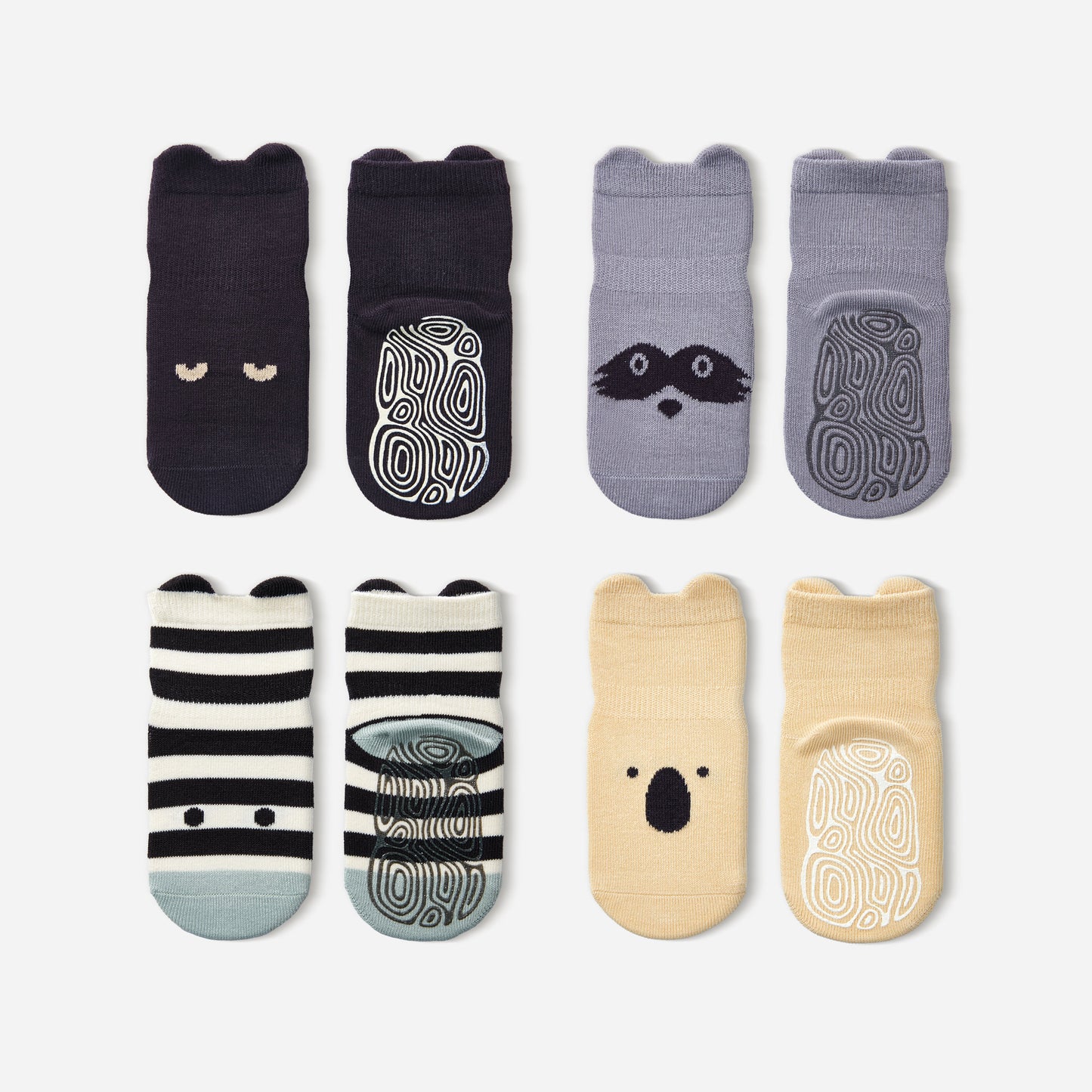 New- Into The Wild III- Organic- 4 Pairs of Stay-On Baby & Toddler Non-Slip Socks