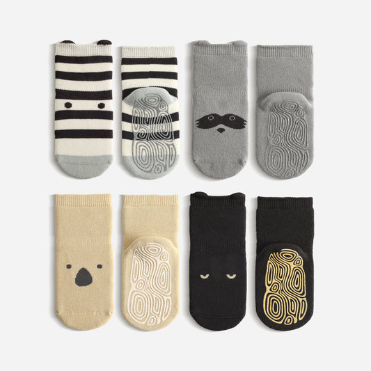 New- Into The Wild III- Extra Warm- 4 Pairs of Stay-On Baby & Toddler Non-Slip Socks