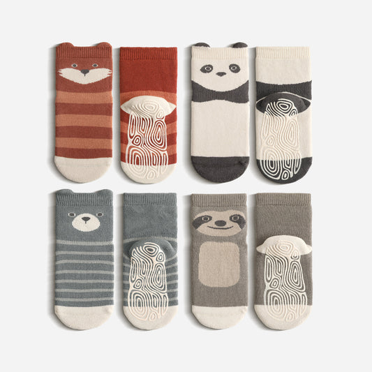 Critter Crew II, extra warm – 4 Paar rutschfeste Socken für Babys und Kleinkinder