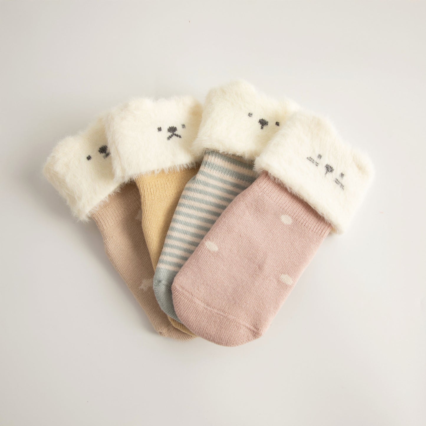 Neu - Katze lernt Formen - Mädchen, extra warm - 4 Paar rutschfeste Socken für Babys und Kleinkinder