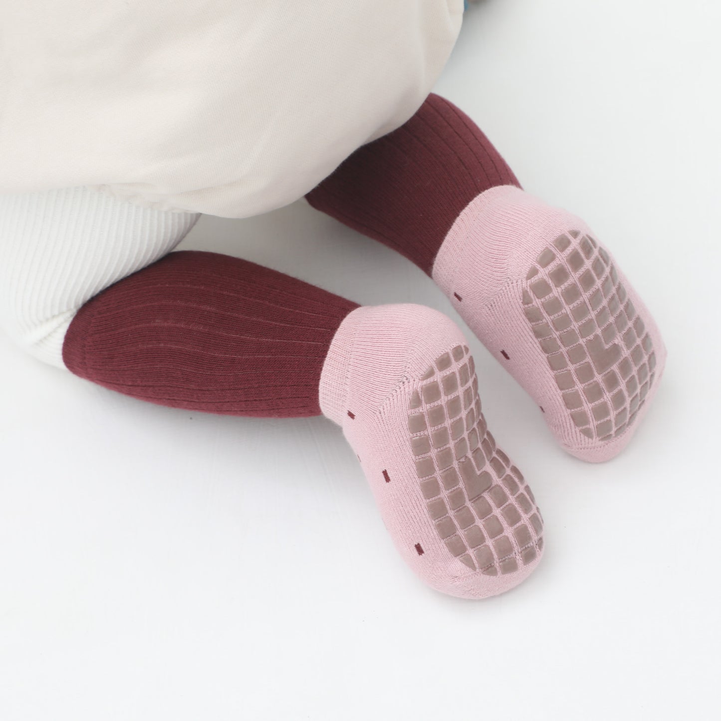 Long & Short - 2 Double Sets (4 pairs) of Stay-On Baby & Toddler Non-Slip Socks