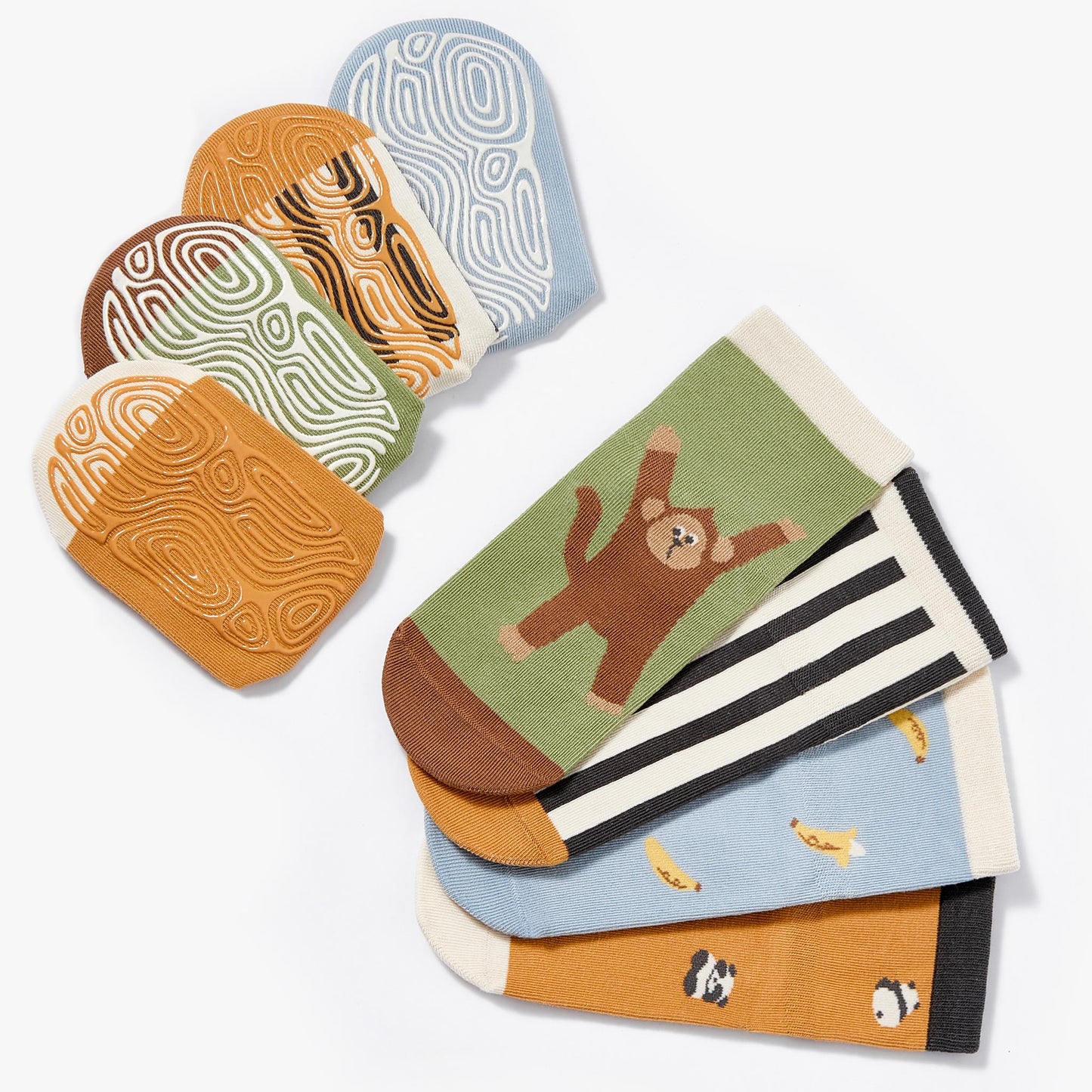 New- Koko & Bambu - 4 Pairs of Stay-On Baby & Toddler Non-Slip Socks