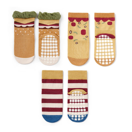 New- Hamburger - 3 Pairs of Stay-On Baby & Toddler Non-Slip Socks