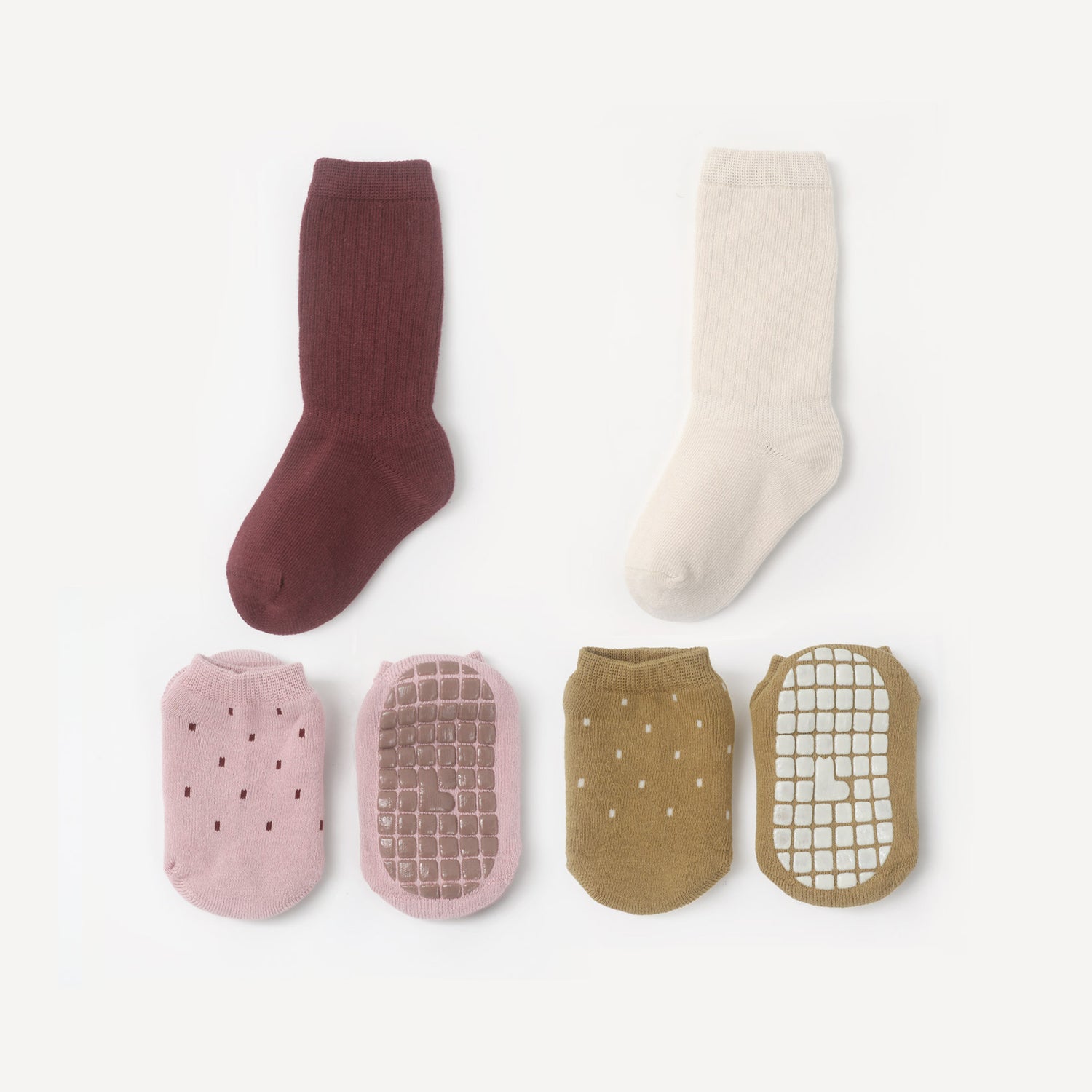 Unisex cotton baby socks with stay-on technology