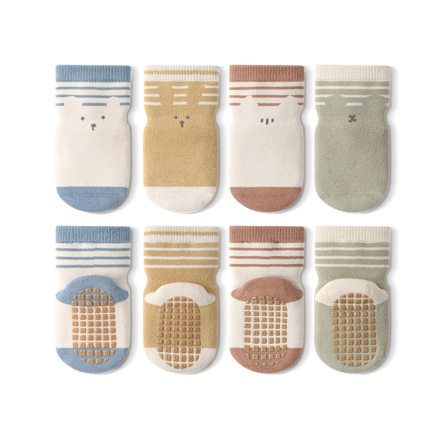 Minimalist design meets practicality in these solid-colored, stay-on socks for babies.