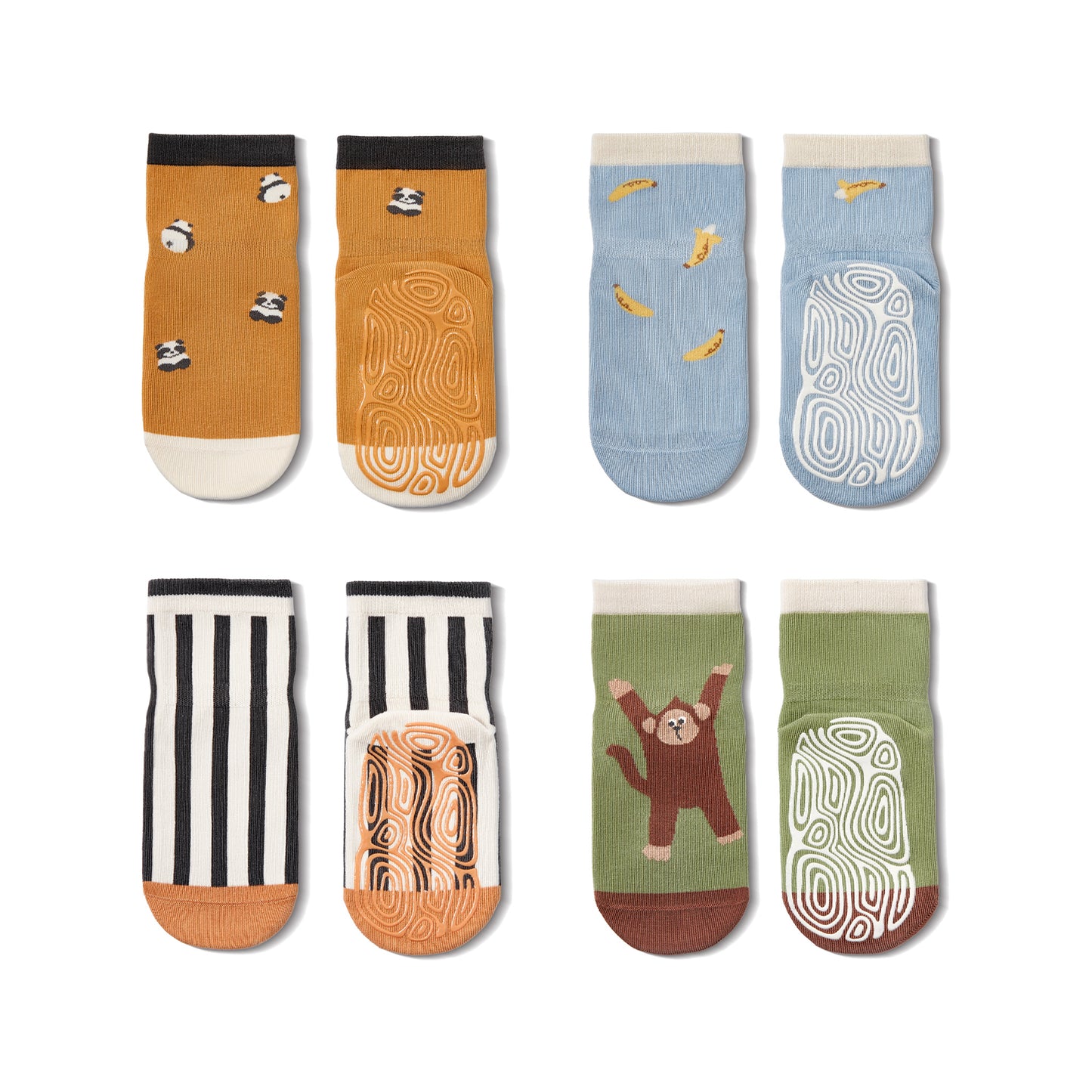 New- Koko & Bambu - 4 Pairs of Stay-On Baby & Toddler Non-Slip Socks