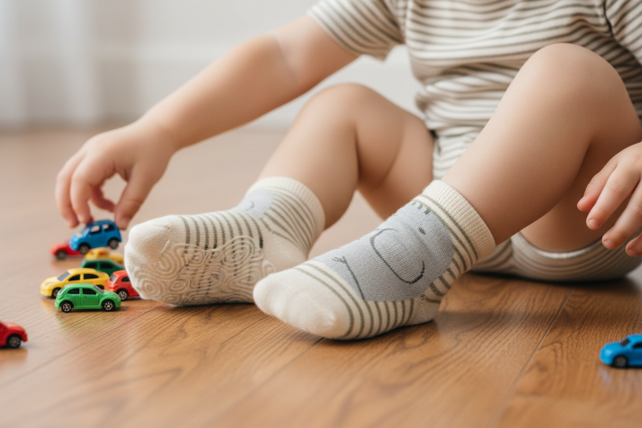 New- The Great Zoo Escape- 4 Pairs of Stay-On Baby & Toddler Non-Slip Socks