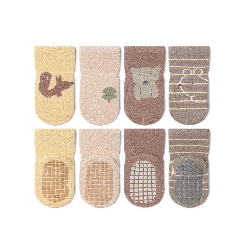 Forest Life- 4 Pairs of Stay-On Baby & Toddler Non-Slip Socks