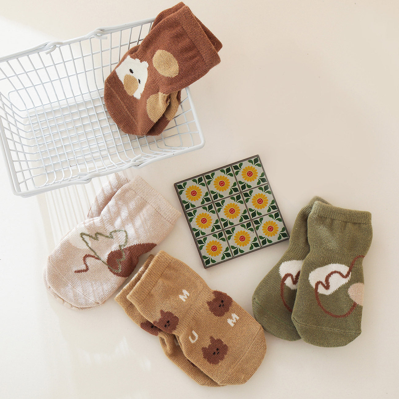 Tic Tac Toe - 5 Pairs of Stay-On Baby & Toddler Non-Slip Socks